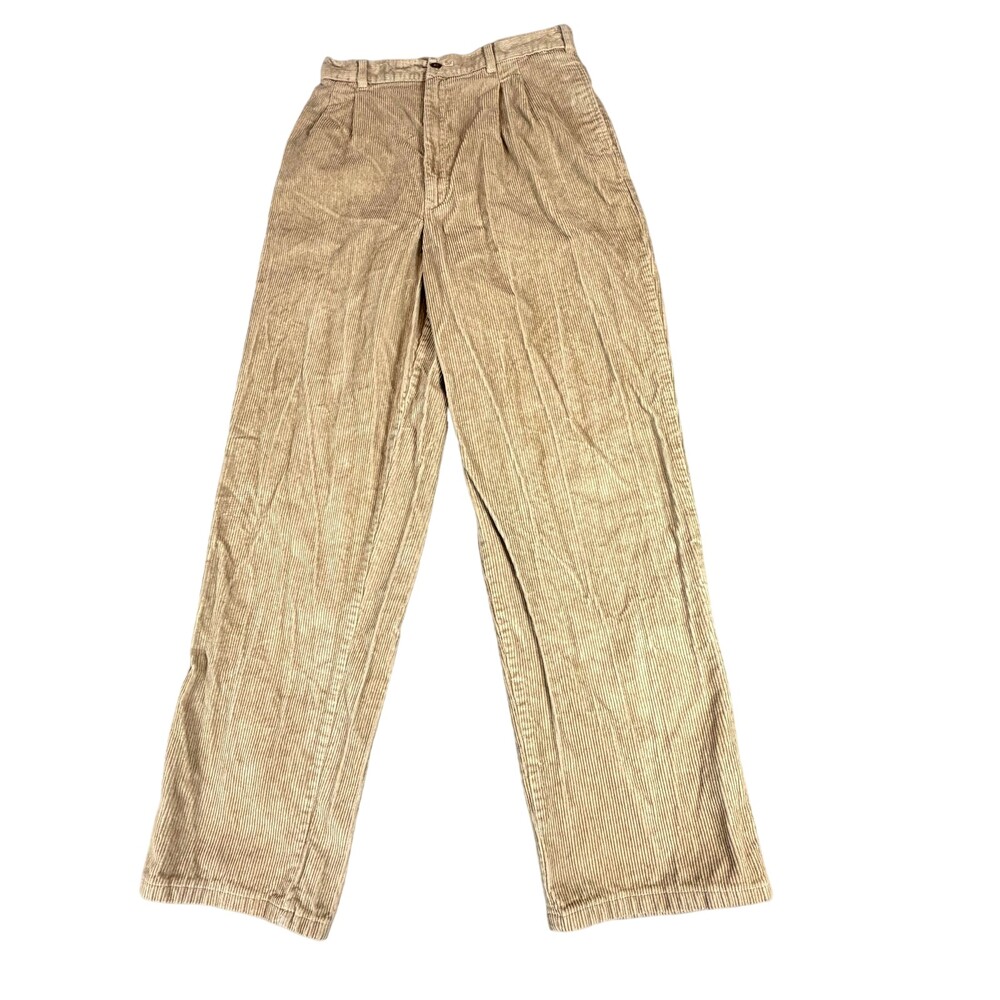VTG Savane Pants Womens 20 REG 30x32 Tan Corduroy Pleated Straight 90s High Rise